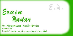ervin madar business card