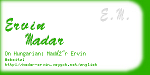 ervin madar business card